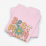 Lichtroze oversized T-shirt met kleurrijke bloemenprint en tekst "Best Mom Ever"