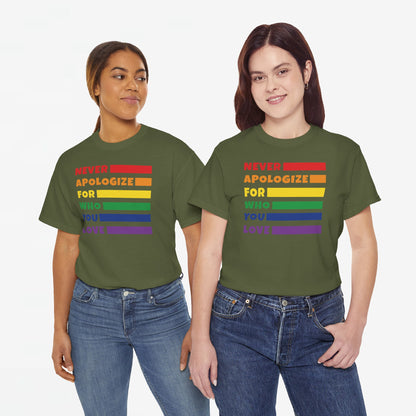 Gay Pride T-shirt - Never Apologize For Who You Love - Oversized #15