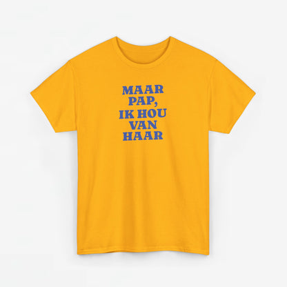 Gay Pride T-shirt -  Maar Pap, Ik Hou Van Haar (blauw tekst) - Oversized Tee