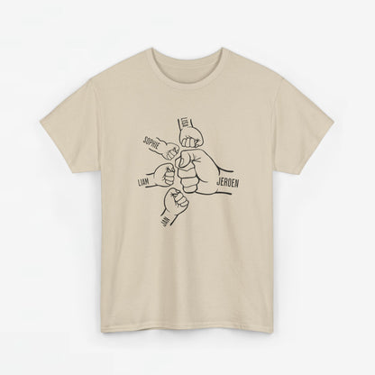 Gepersonaliseerde Vaderdag Papa Cadeau - T-shirt - Fist Bump Papa met namen