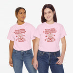 Oversized lichtroze T-shirt met rode print van stripfiguur en tekst voor Moederdag