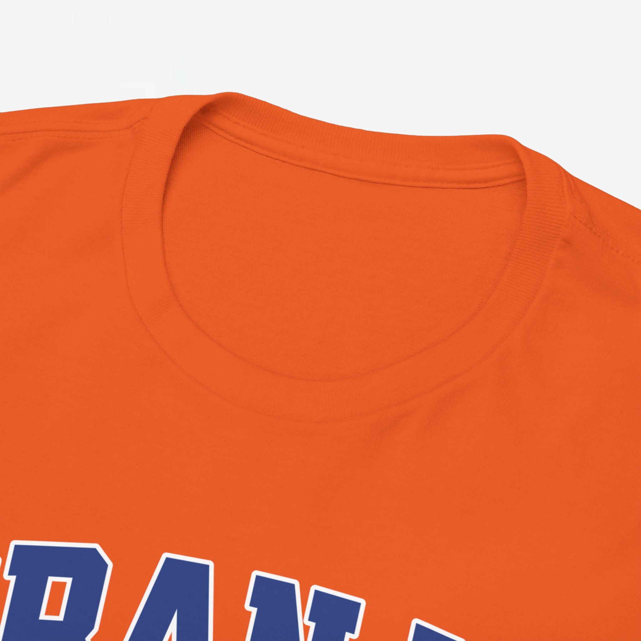 Oranje T-shirt voor EK, WK en Koningsdag - Personaliseer met Naam, Jaar & Rugnummer - ORANJE (blauwe tekst)