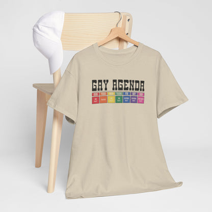 Gay Pride T-shirt - Gay Agenda (zwarte tekst) - Oversized #18