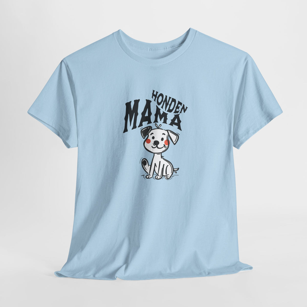 Lichtblauw t-shirt met “Honden Mama” opdruk en hondillustratie