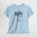 Lichtblauw t-shirt met “Honden Mama” opdruk en hondillustratie