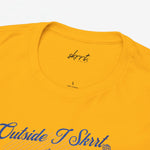 Geel T-shirt met ronde hals, klein logotje en katoeninfolabel