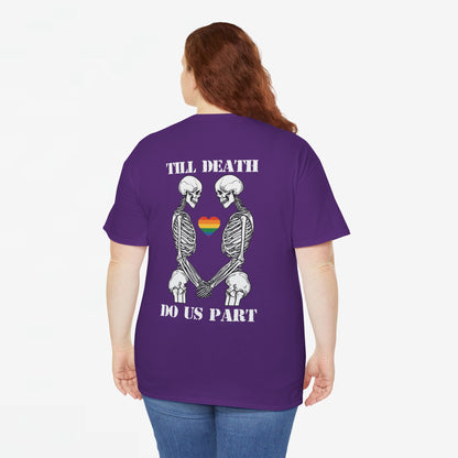 Gay Pride T-shirt - Skelet Echtpaar Till Death Do Us Part - Back Print - Oversized #74