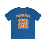 Kinder voetbalshirt blauw met VERSTAPPEN en rugnummer 22, achterop.