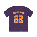Kinder voetbalshirt paars met VERSTAPPEN en rugnummer 22, achterop.