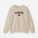 Beige sweatshirt met ronde hals en borstprint “DANSER” met klein NL-embleem