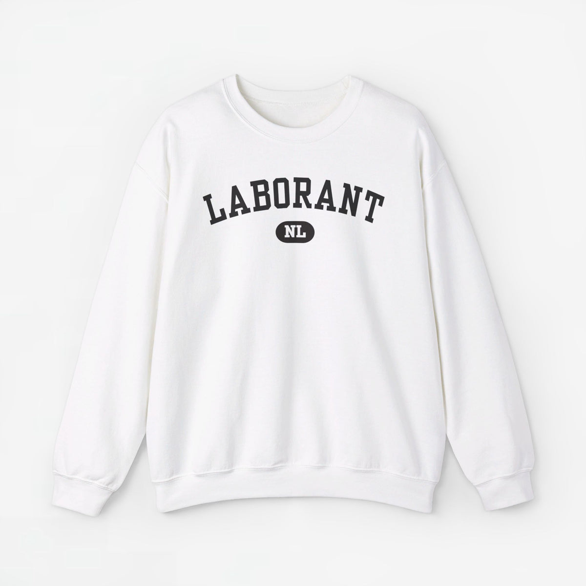 Trui met lange mouwen, witte sweater met LABORANT NL-print op borst.