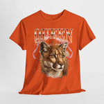 Oranje T-shirt met 'QUEEN' tekst en leeuwenkop op de borst