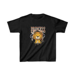 Zwart kinder-T-shirt met voorprint 'Princess' en leeuwenkopillustratie
