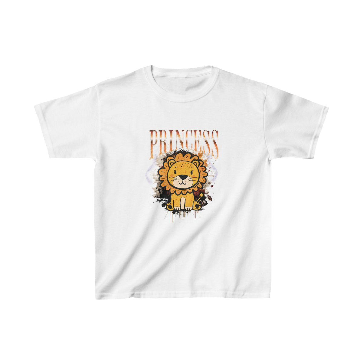 Wit kinder-T-shirt met voorprint 'Princess' en leeuwenkopillustratie
