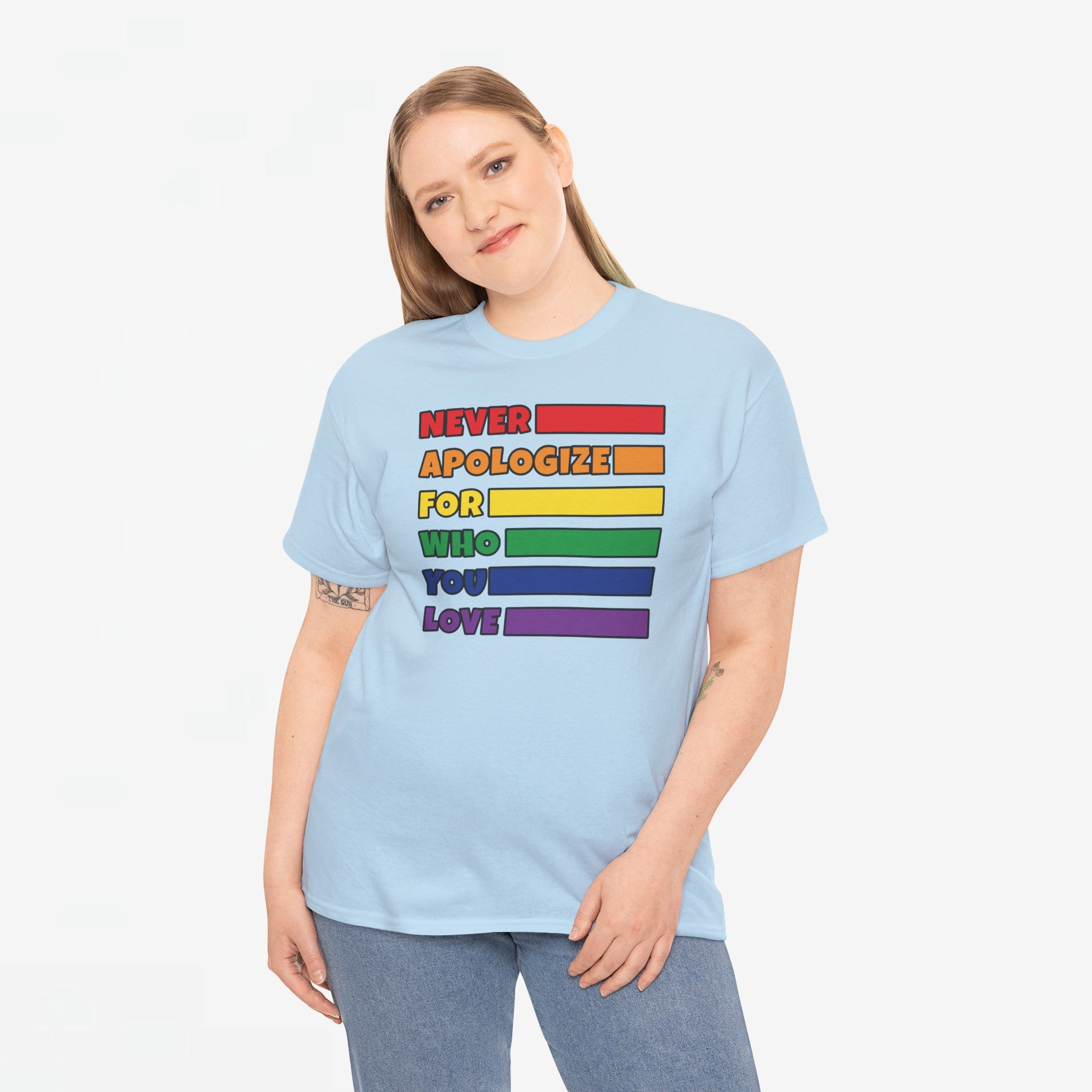 Gay Pride T-shirt - Never Apologize For Who You Love - Oversized #16
