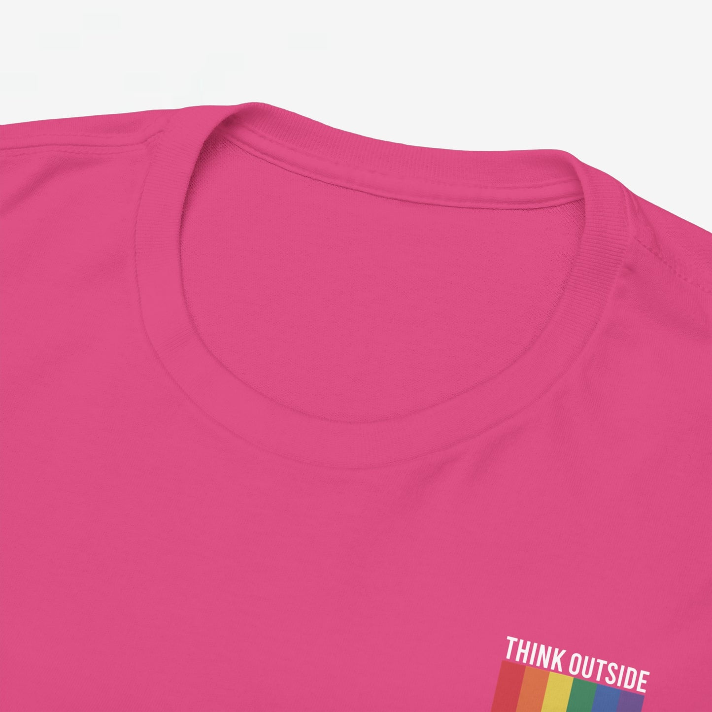 Gay Pride T-shirt - Think Outside The Box (witte tekst) - Back Print - Oversized #28