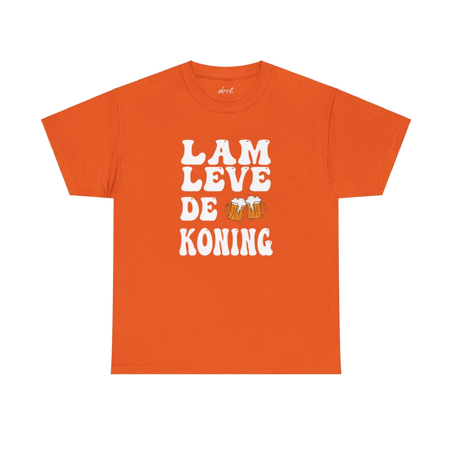 Lam Leve De Koning - oranje tekst | Front Print | Koningsdag T-shirt | Oversized | Heren