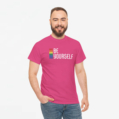 Gay Pride T-shirt - Be Yourself (witte tekst) - Oversized #24