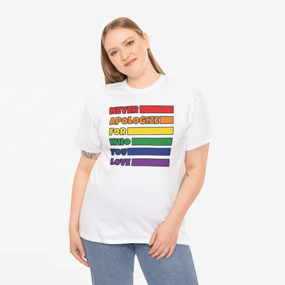 Gay Pride T-shirt - Never Apologize For Who You Love - Oversized #16