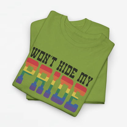 Gay Pride T-shirt - Won't Hide My Pride (zwarte tekst) - Oversized #27