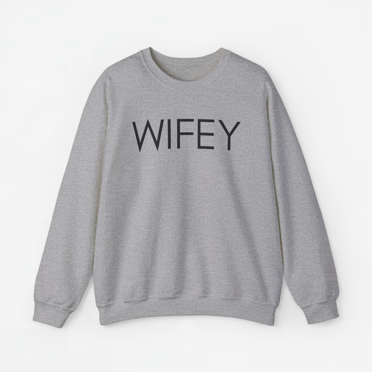 Sweater met lange mouwen in lichtgrijs met opdruk “WIFEY” op de borst