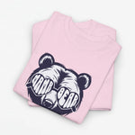 Lichtroze oversized t-shirt met grote beer-illustratie op de borst