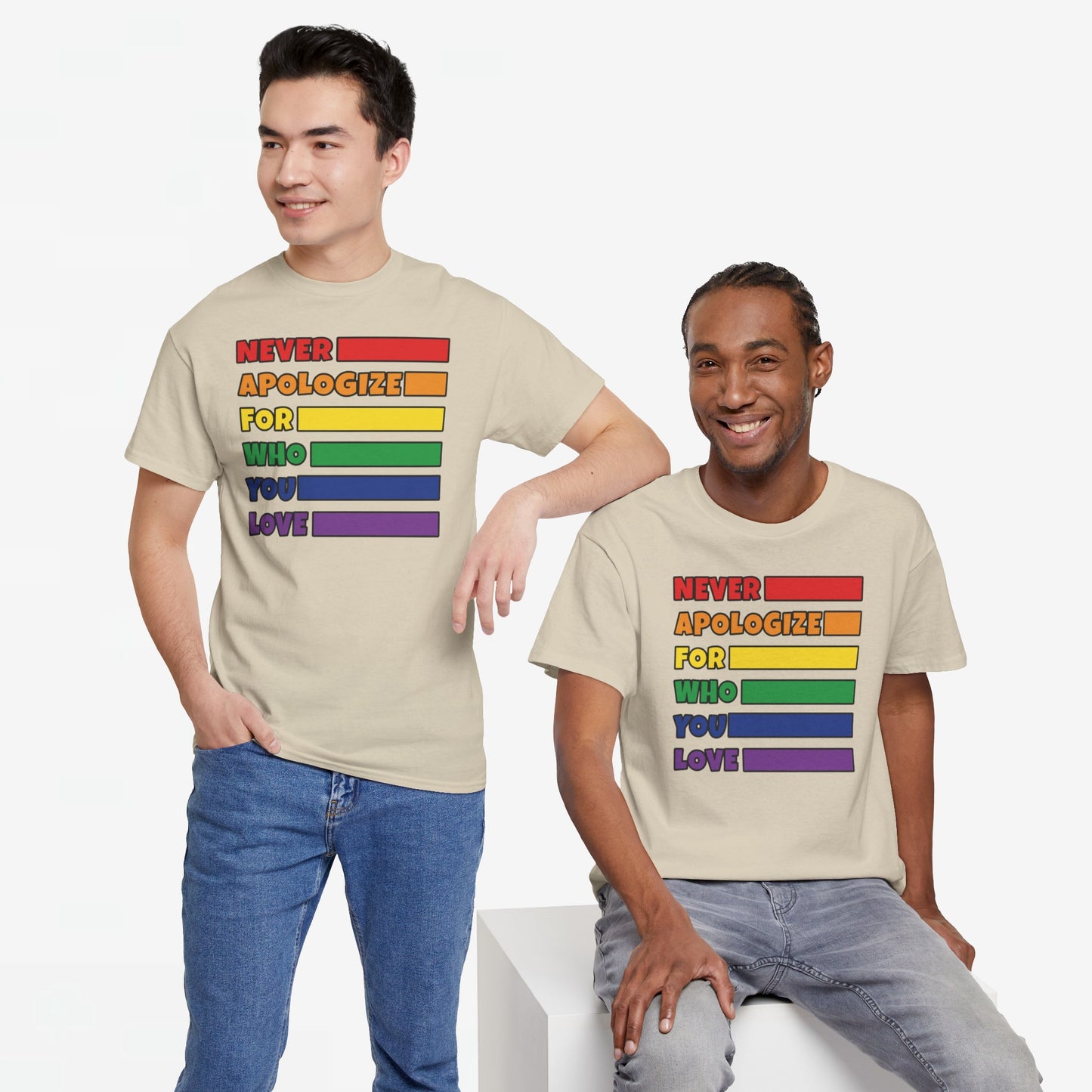 Gay Pride T-shirt - Never Apologize For Who You Love - Oversized #16