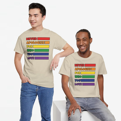 Gay Pride T-shirt - Never Apologize For Who You Love - Oversized #16