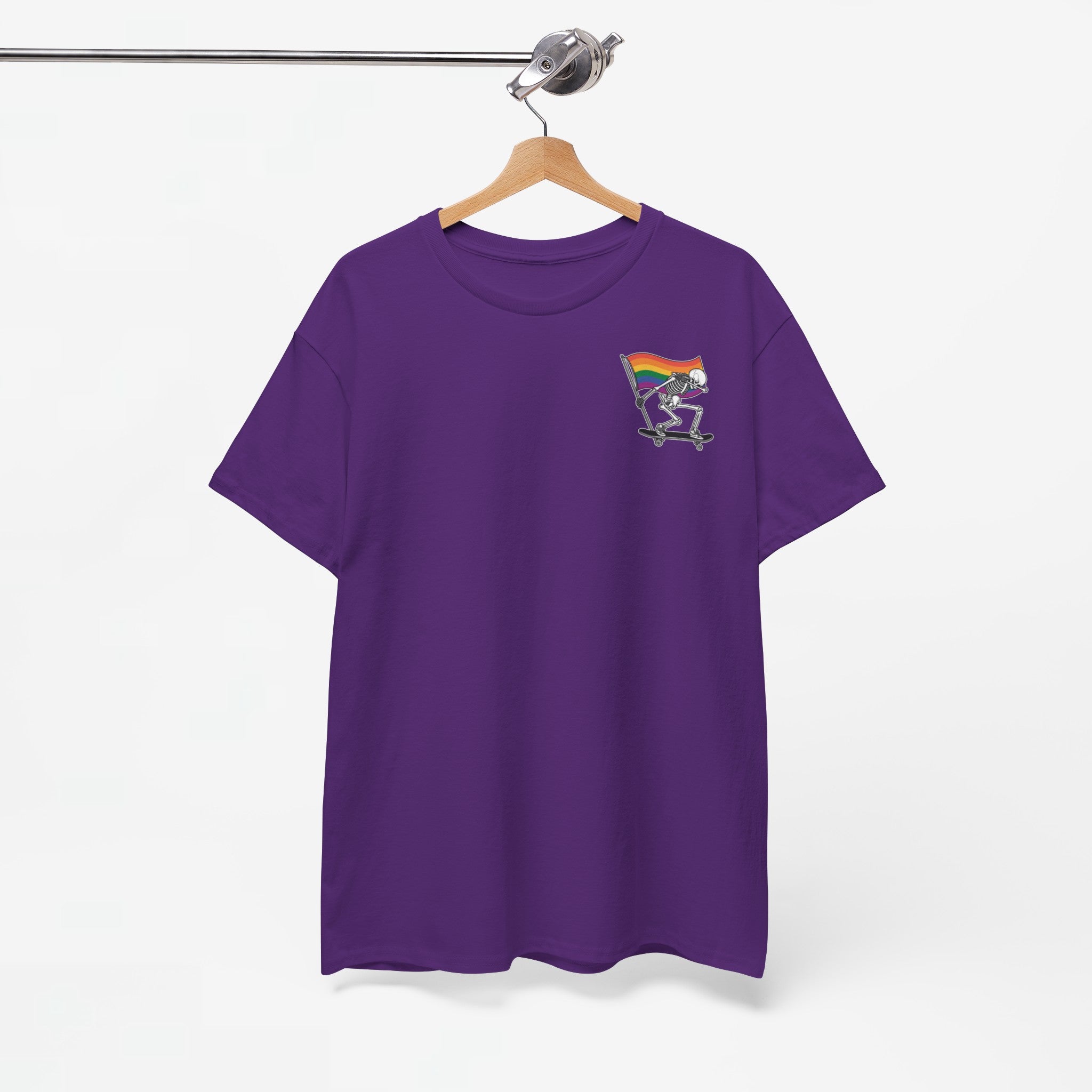 Gay Pride T-shirt - Skelet Pride Regenboog Flag - Back Print - Oversized #71