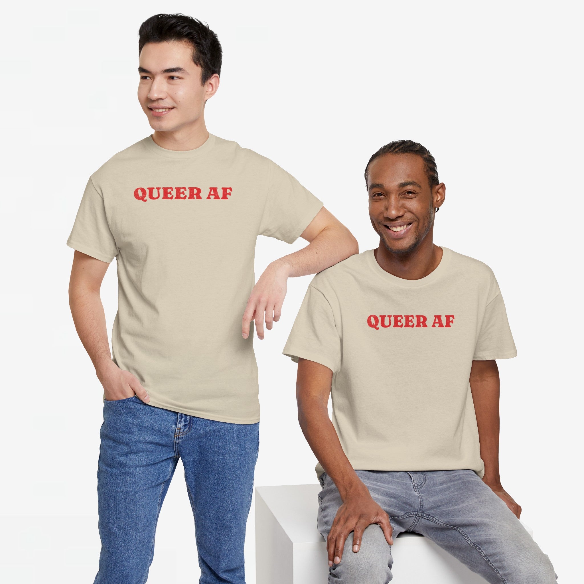 Gay Pride T-shirt - Queer AF - Oversized Tee