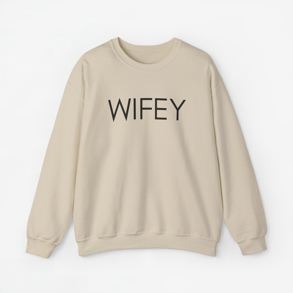 Sweater met lange mouwen in beige met opdruk “WIFEY” op de borst