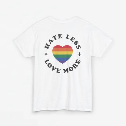 Gay Pride T-shirt - Hate Less Love More - Back Print - Oversized #13