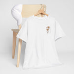 Wit T-shirt met bloemenprint van geboortemaand op de borst, los model