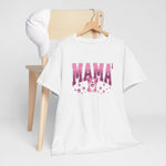 Witte T-shirt met roze “MAMA” print en illustratie van een schattig beertje/katje