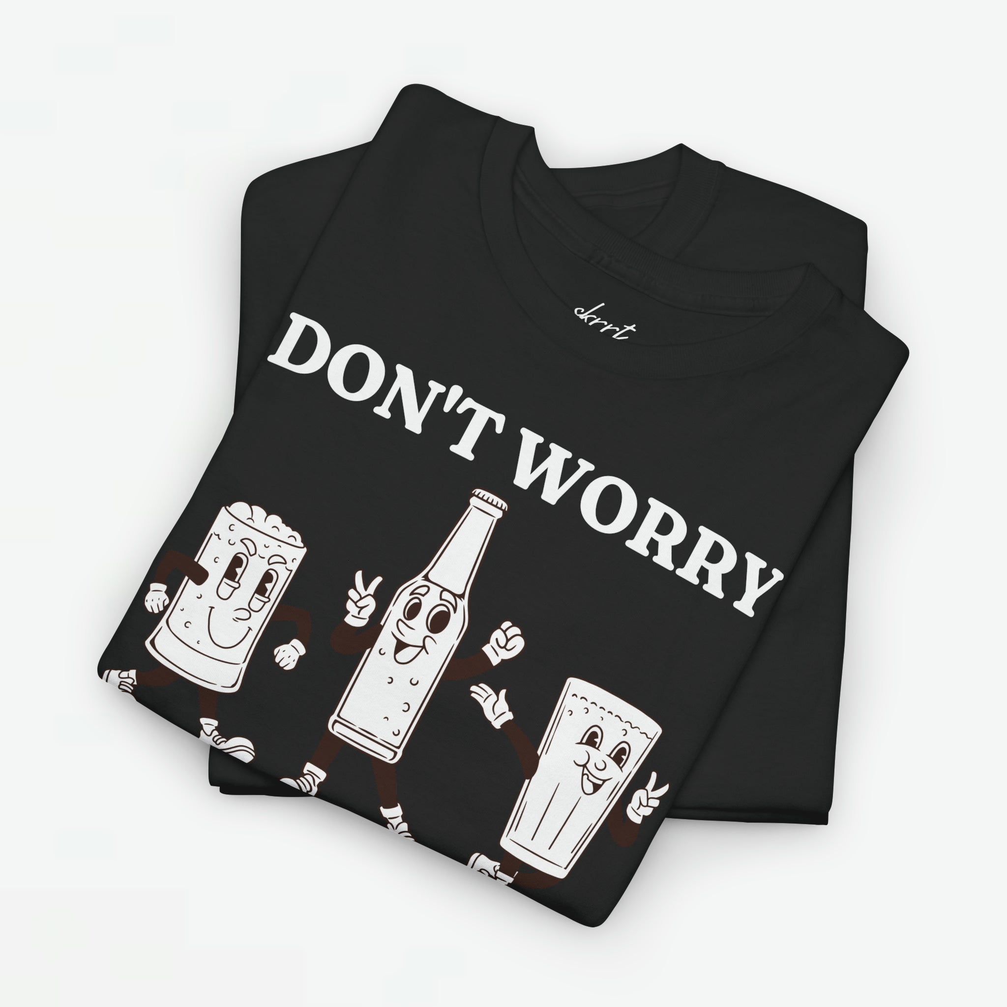 Don't Worry Bier Happy | Front Print | Koningsdag T-shirt | Retro | Oversized