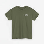 Legergroen t-shirt voor mama met kleine borstprint en EST-tekst