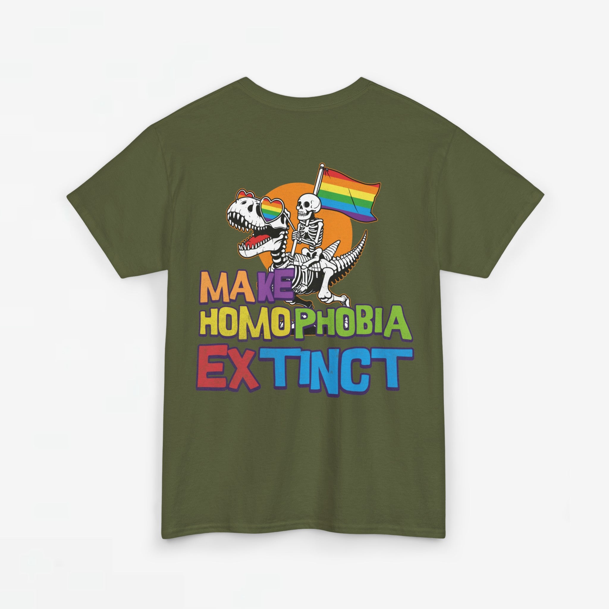 Gay Pride T-shirt -  Make Homophobia Extinct - Back Print - Oversized Tee