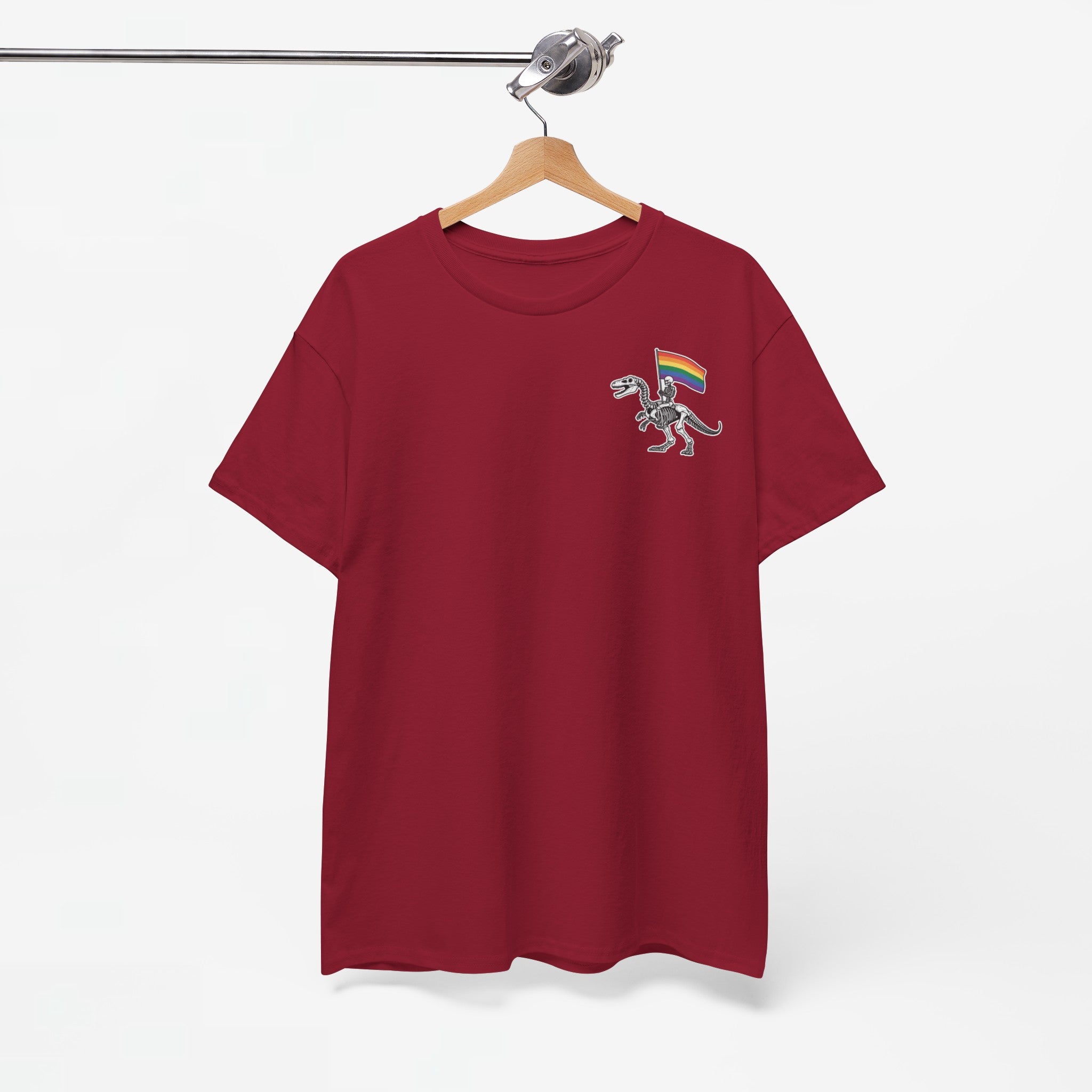 Gay Pride T-shirt - Skelet Dinosaurus Regenboog Pride Vlag - Back Print - Oversized #77