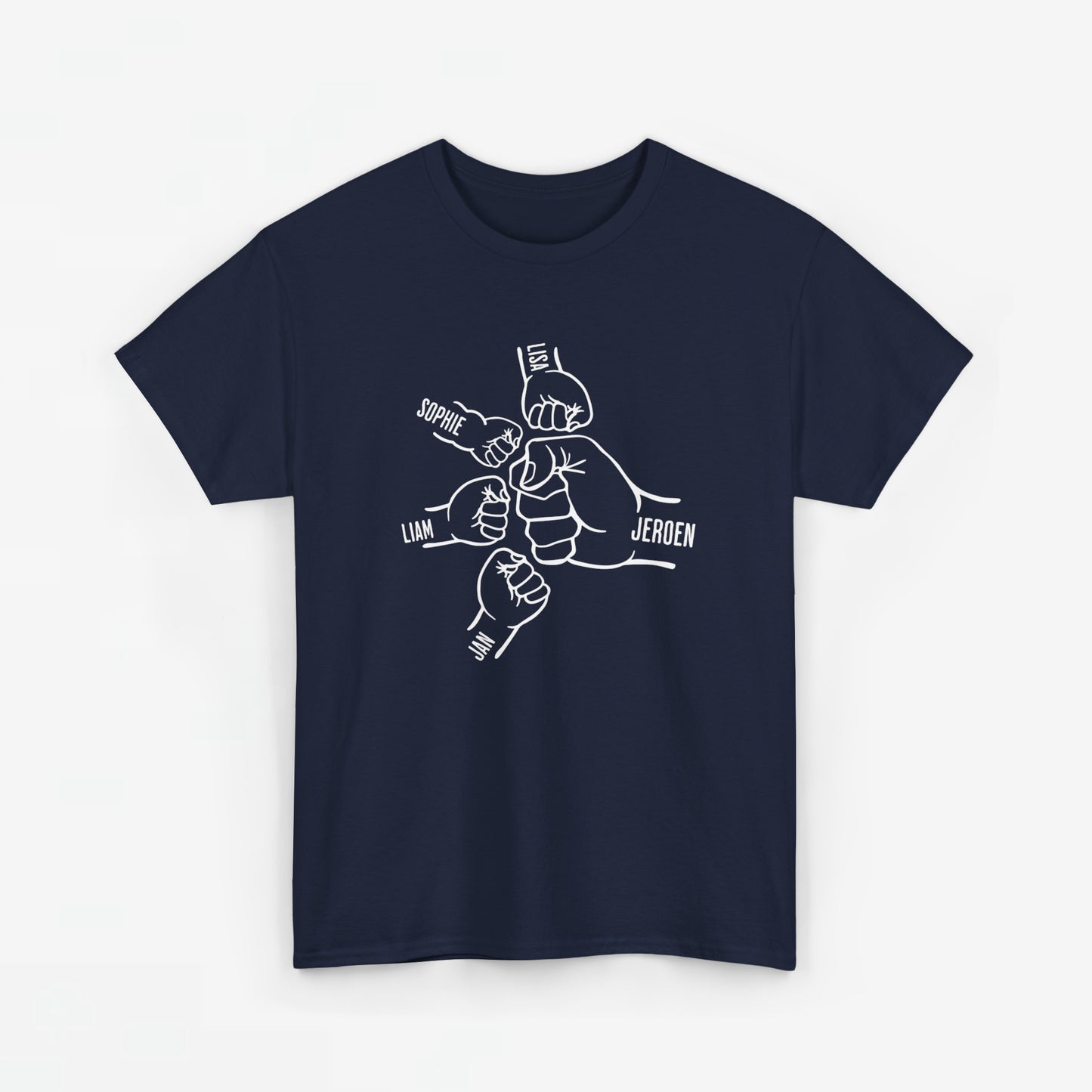 Gepersonaliseerde Vaderdag Papa Cadeau - T-shirt - Fist Bump Papa met namen