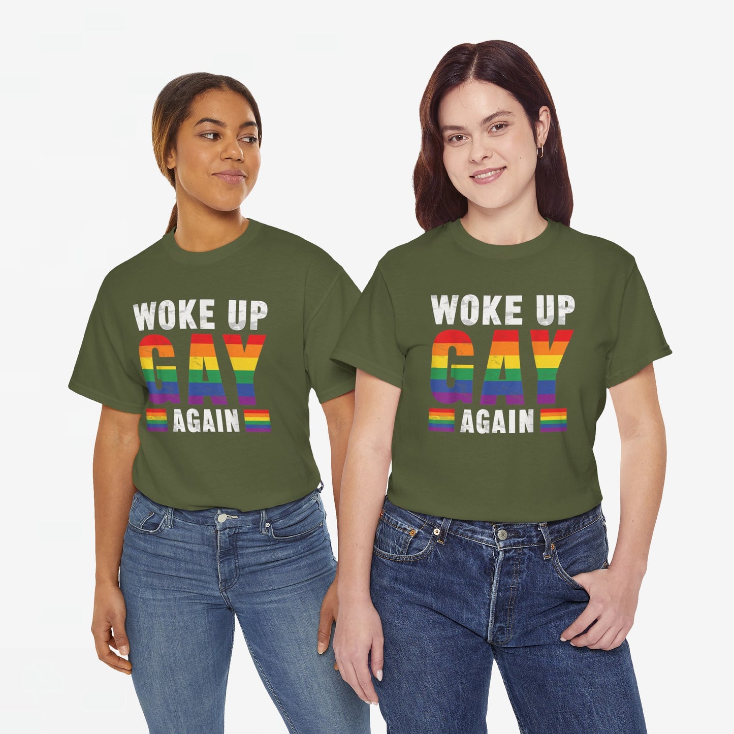 Gay Pride T-shirt - Woke Up Gay Again - Oversized #44