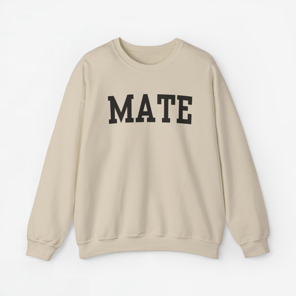 Beige sweater met opdruk 'MATE' en lange mouwen