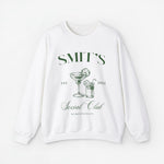 Witte sweatshirt met ronde hals en print van bekers en tekst op de borst.