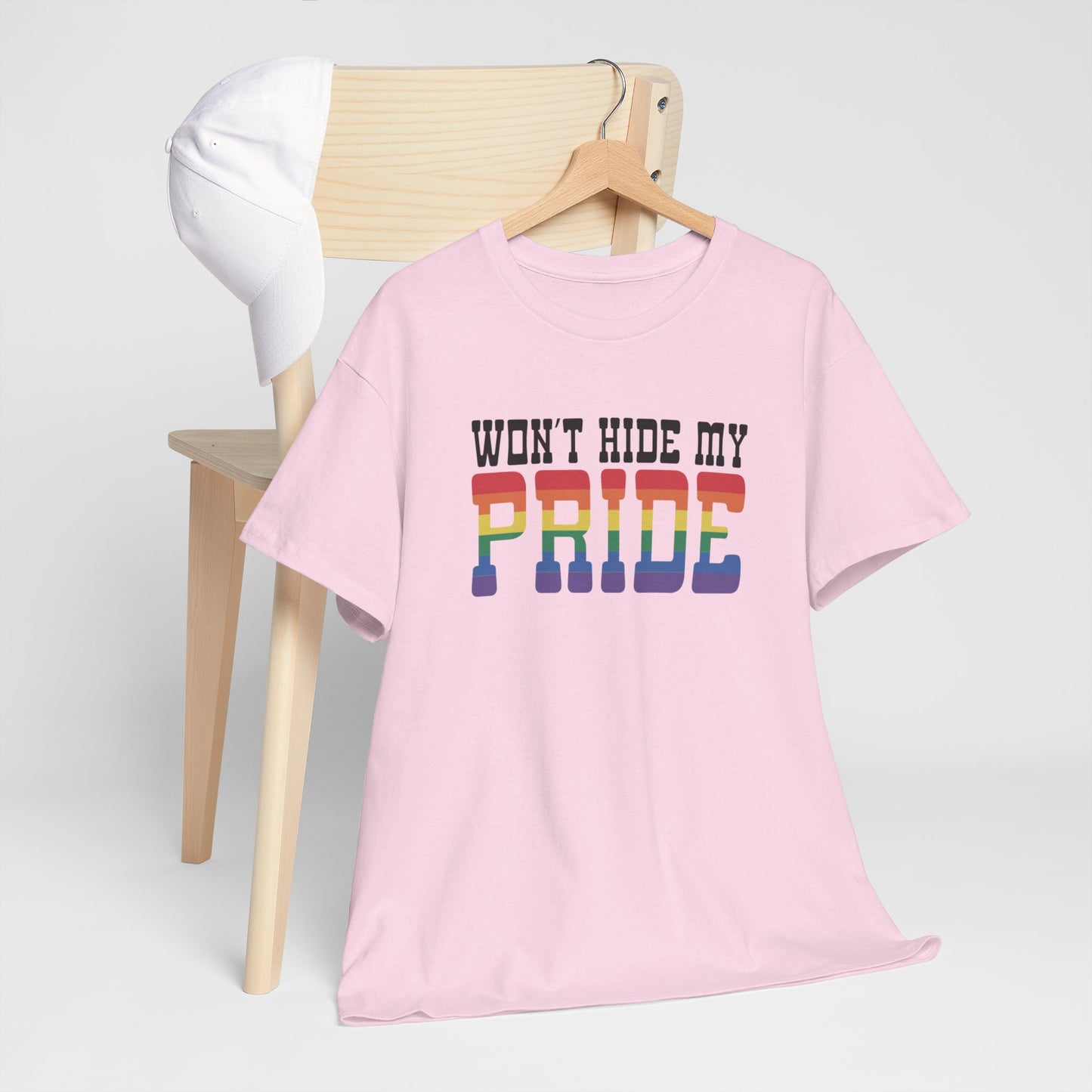 Gay Pride T-shirt - Won't Hide My Pride (zwarte tekst) - Oversized #27