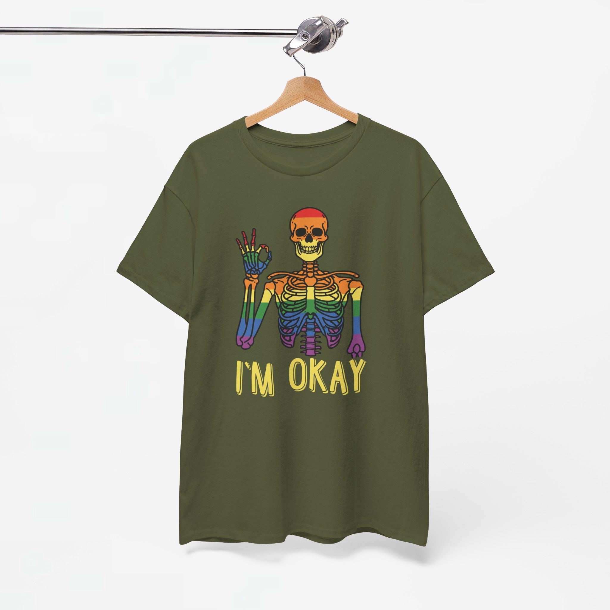 Gay Pride T-shirt - Skelet I'm Okay - Oversized #69