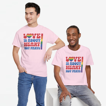 Gay Pride T-shirt - Love is about heart, not parts - Oversized #31