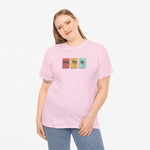 Lichtroze oversized T-shirt met ronde hals en elementenprint (Mo Th Er) voorop