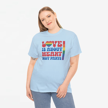 Gay Pride T-shirt - Love is about heart, not parts - Oversized #31