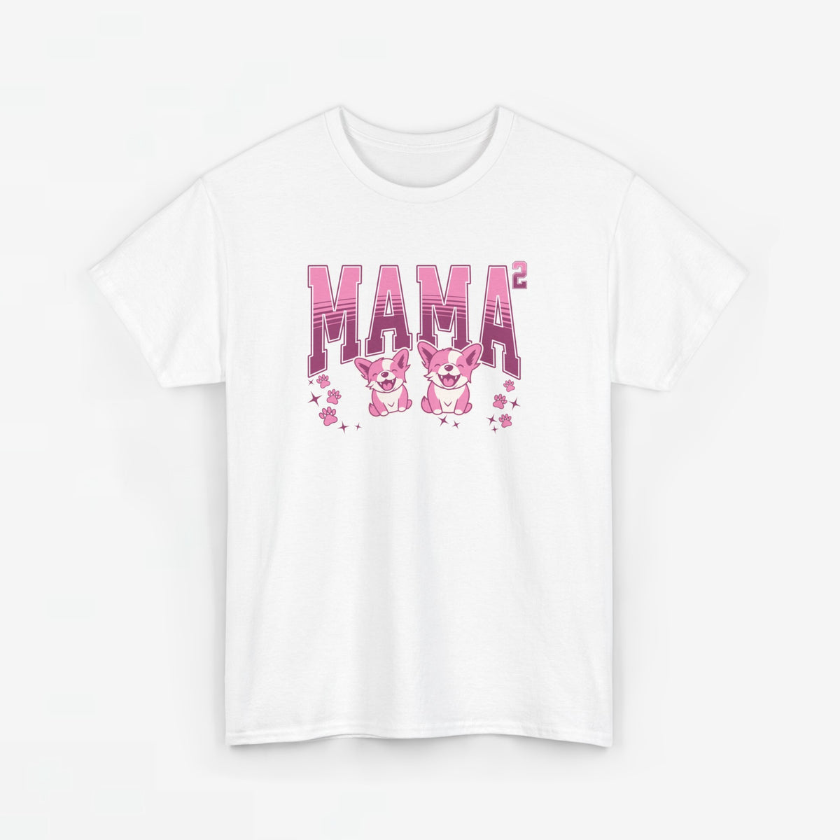 Wit oversized t-shirt met roze/paarse 'MAMA'-tekst en twee honden opdruk