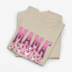 Beige oversized t-shirt met roze 'MAMA' opdruk en drie hondenfiguren