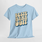 Lichtblauwe T-shirt met ronde hals en voorop 'Beste Mama Ooit' tekstprint